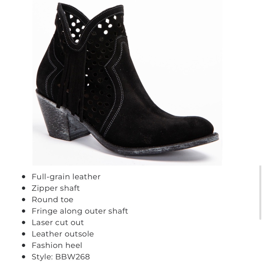 Shyanne Nicki Perforated Suede Western Booties 8.5 Bohemian Classic Country Boho - Picture 16 of 16
